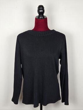 Universal Standard Black Aspen Rib Scoop Back Top (Small/14-16)